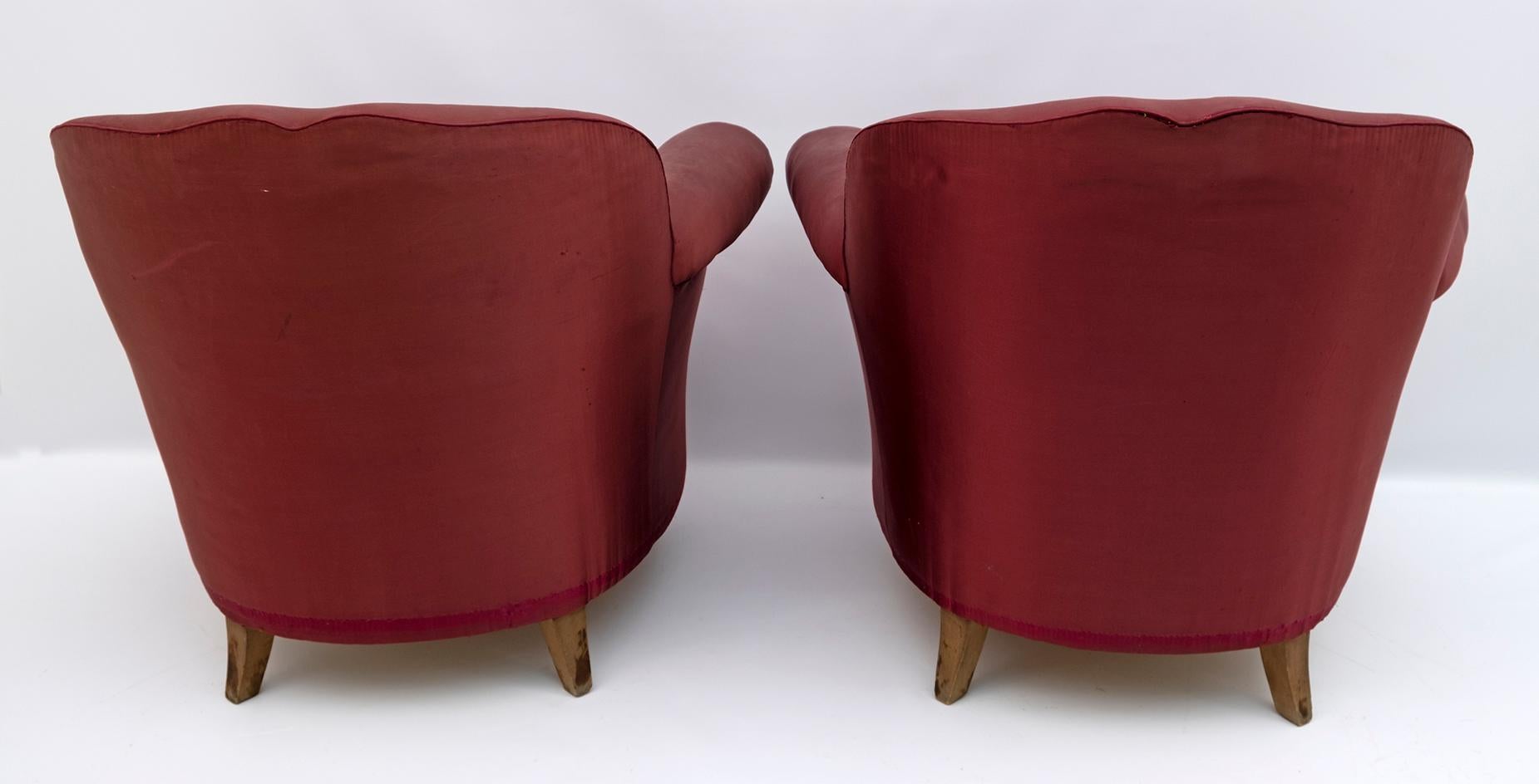 Pair of Rare Federico Munari Mid-Century Modern Italian Curved Armchairs, 1950s 1