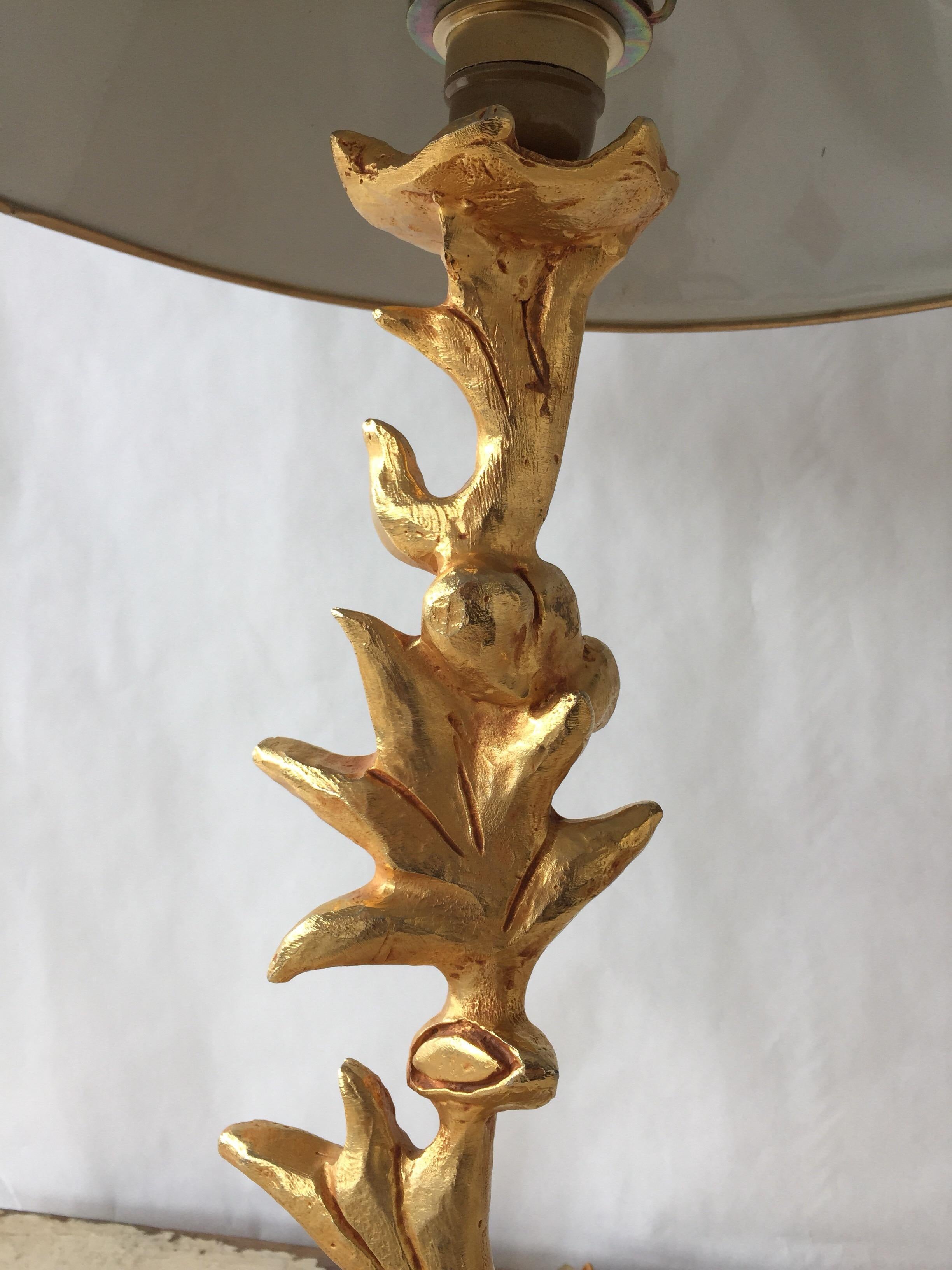 Pair of Rare Fondica by Mathias, Heavy Gilded Bronze Table Lamps (Neurokoko)