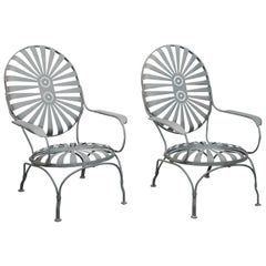 Pair of Rare Francois Carre Vintage "Sunburst" Art Deco Lounge Chairs