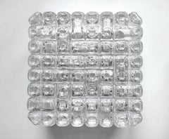 Pair of Rare Geometric Blown Glass Ceiling or Wall Flush Mounts Sconces, 1960s