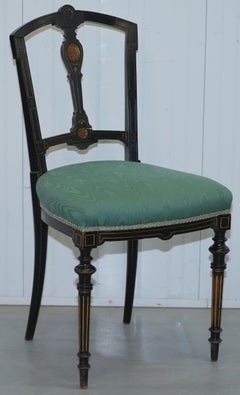 Pair of Rare Gillows Lancaster circa1870 Aesthetic Movement Ebonised Side Chairs