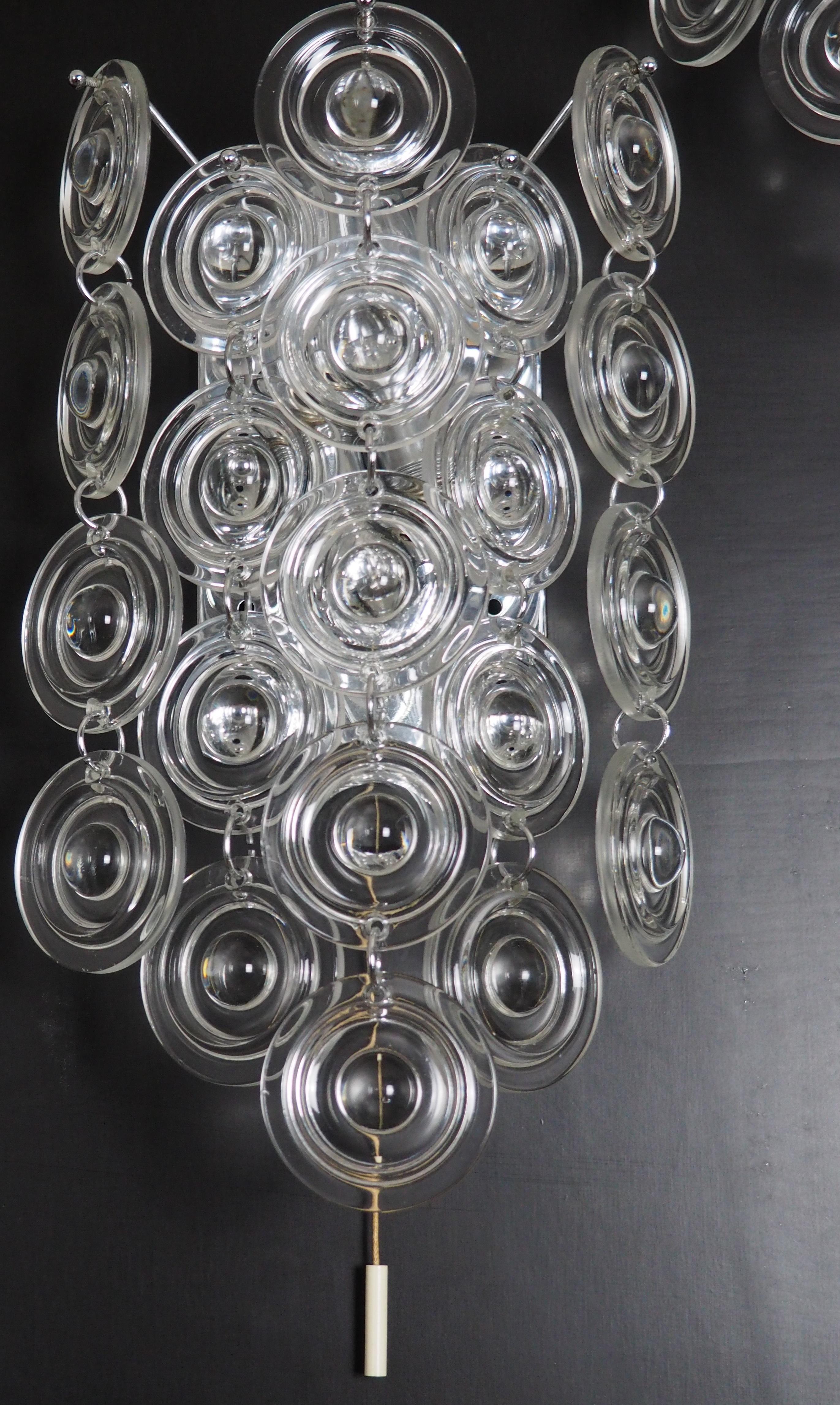 Pair of Rare Glass and Nickel Wall Sconces by Sciolari, Italy, circa 1970s For Sale 3