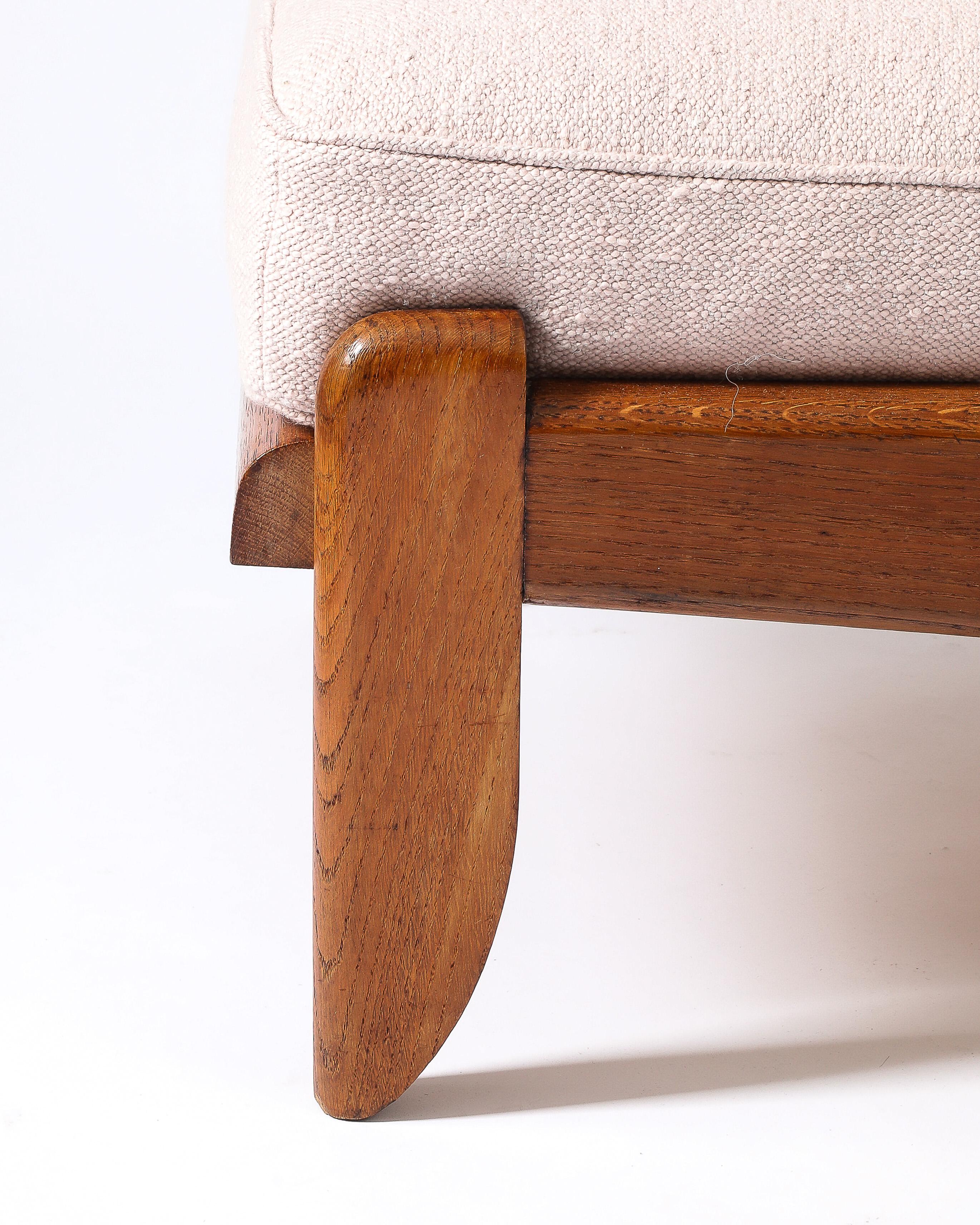 Pair of Rare Guillerme et Chambron Oak Lounge Chairs, France, c. 1960 2