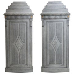 Pair of Rare Gustavian Style Corner Cabinets