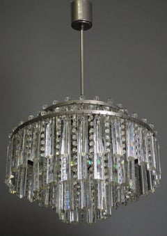 Pair of Rare Heavy Cut Glass and Strass Chandeliers by Palwa, circa 1960s