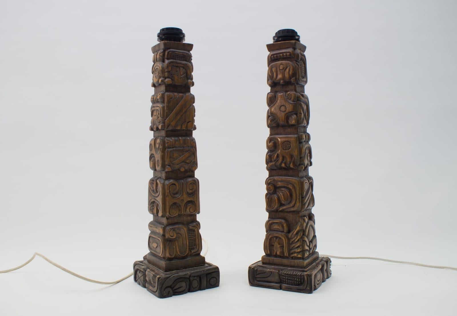 carved wood table lamps