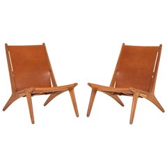 Pair of Rare Hunting Chairs 204 by Uno & Östen Kristiansson for Luxus, Sweden