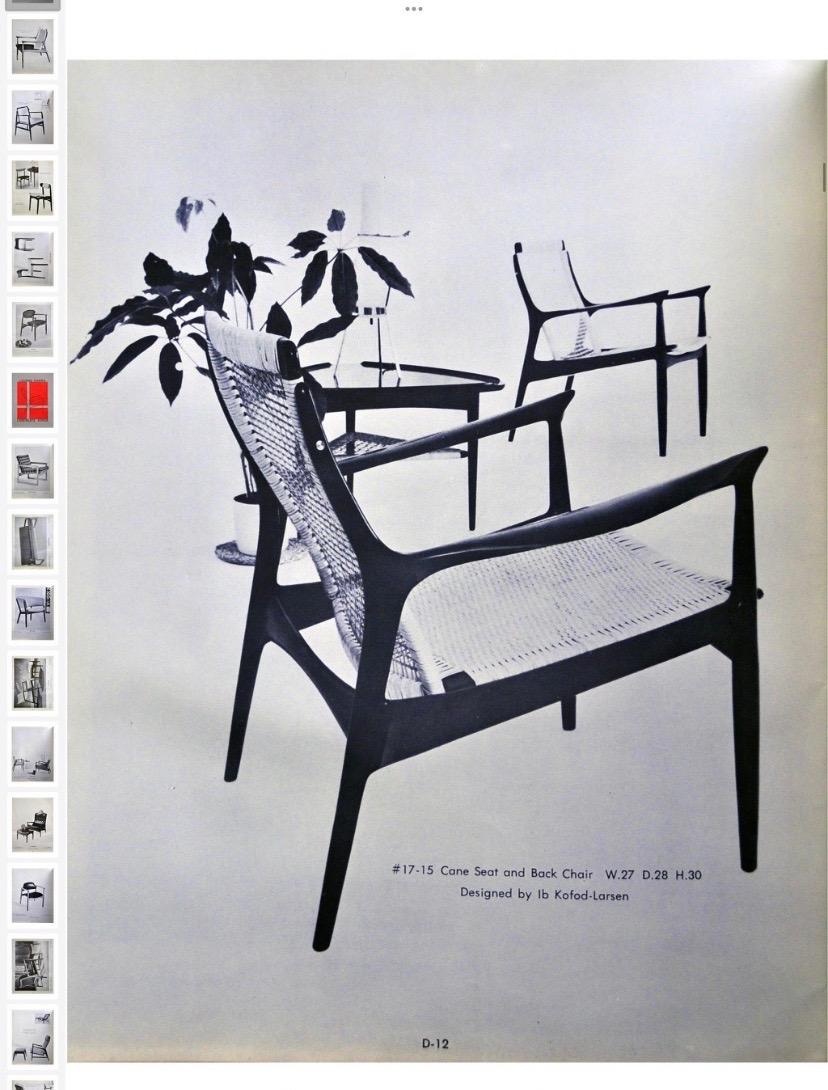 Pair of Rare Ib Kofod, Larsen Cane Back & Seat Armchairs 1