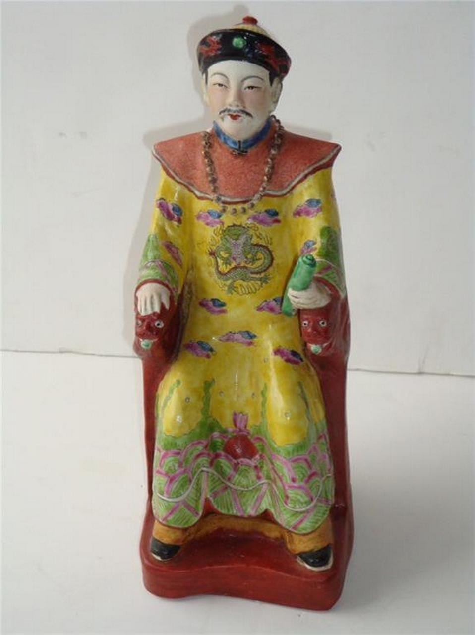 French Pair of Rare Important Estate Emperor and Empress Chinese Porcelain Figures For Sale