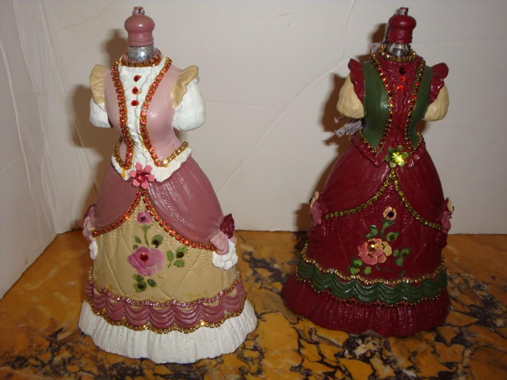 Asian Pair of Rare Important French Dress Perfume Bottles with Austrian Crystal For Sale