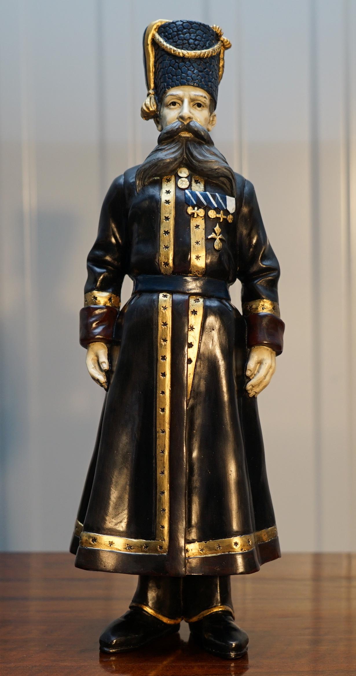 Édouardien Paire de rares et importantes statues signées Fabergé, 1912, Kamer Kazak Bodyguard en vente