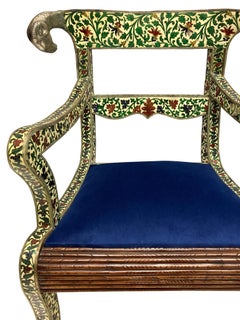 Pair of Rare Indian Cloisonne & Silver Armchairs