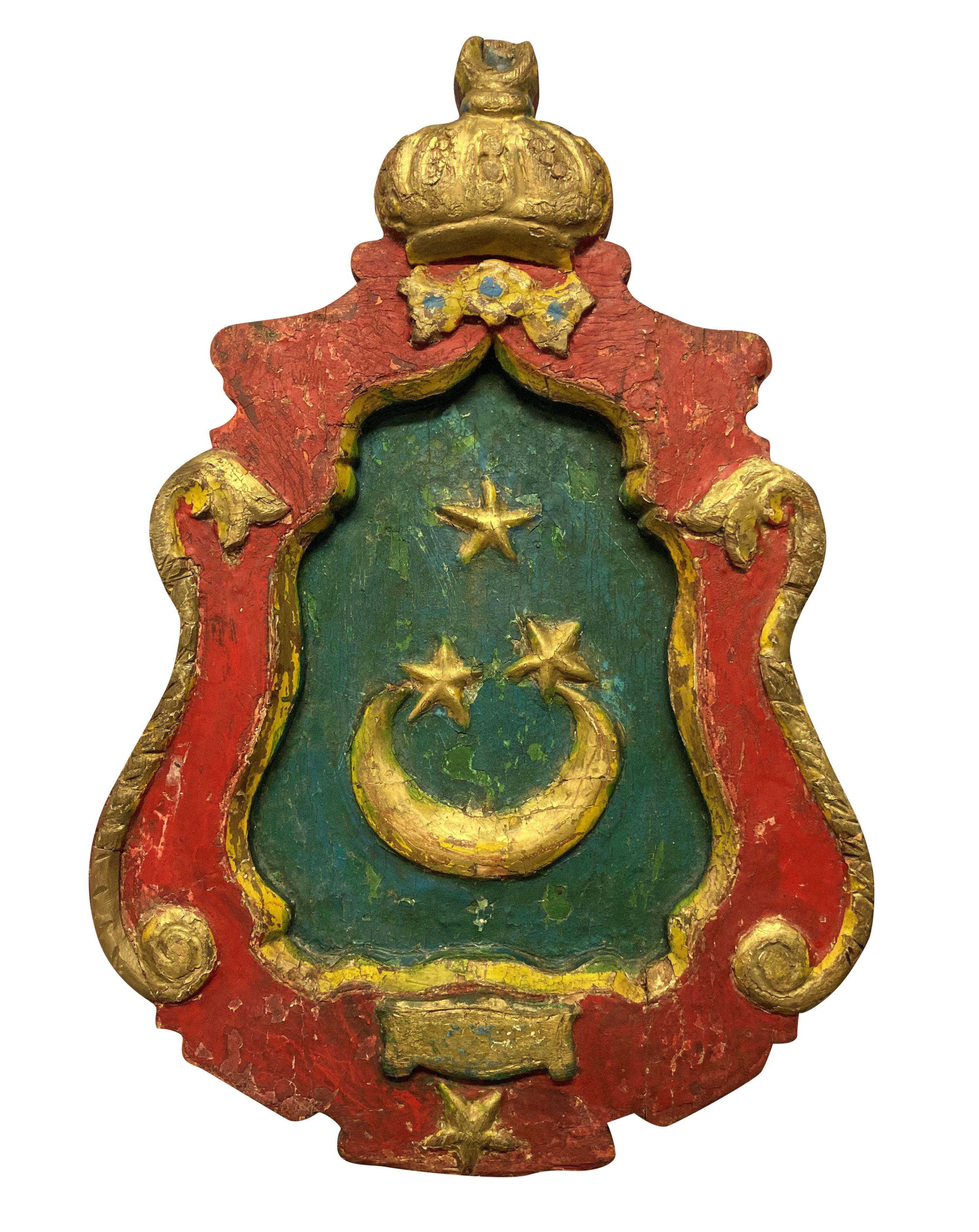 Hand-Painted Pair of Rare Islamic Coats of Arms