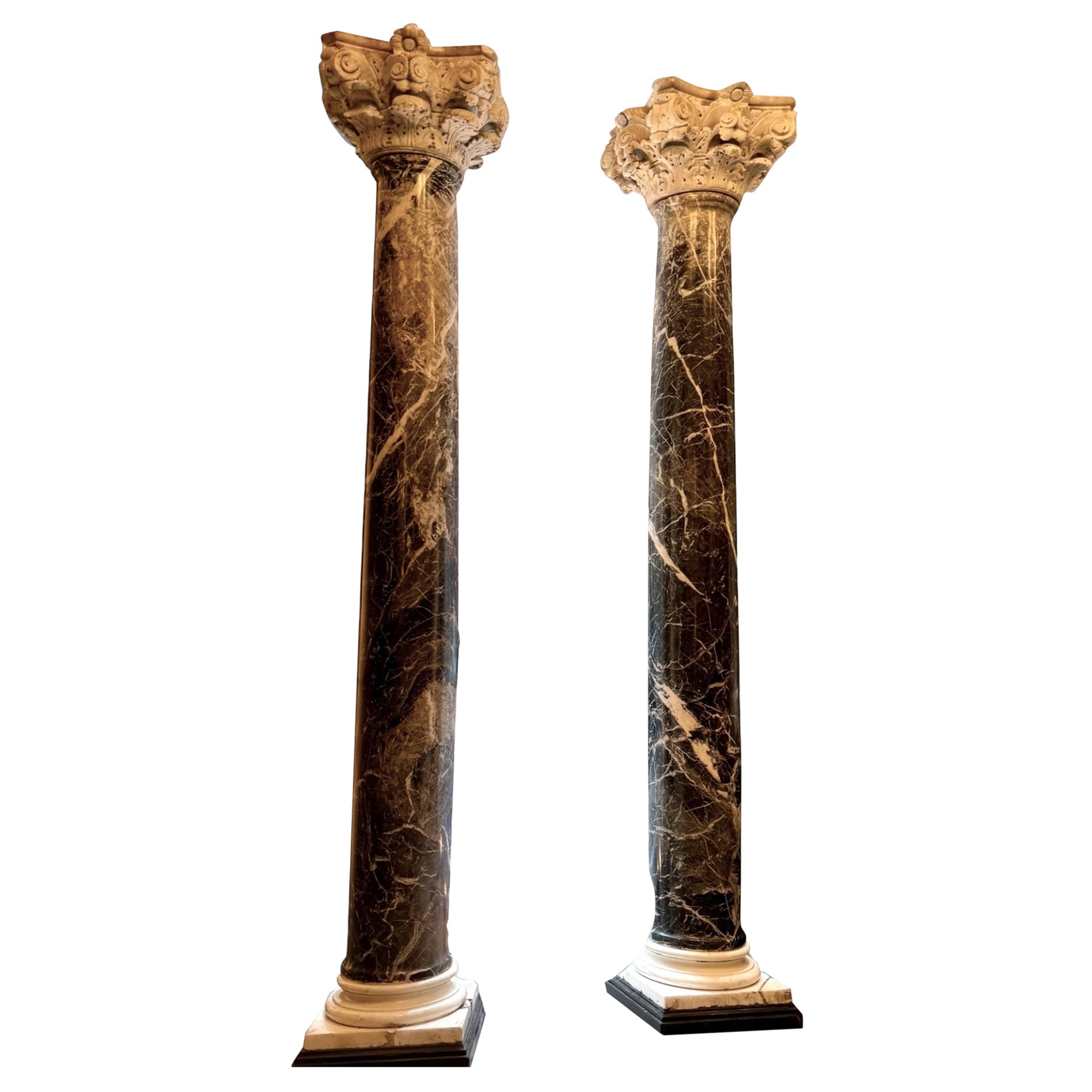 Pair of Rare Italian 18' Century  Marble Columns