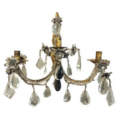 Antique Pair of Rare Italian Iron Gilded Wall-Lights Sconces