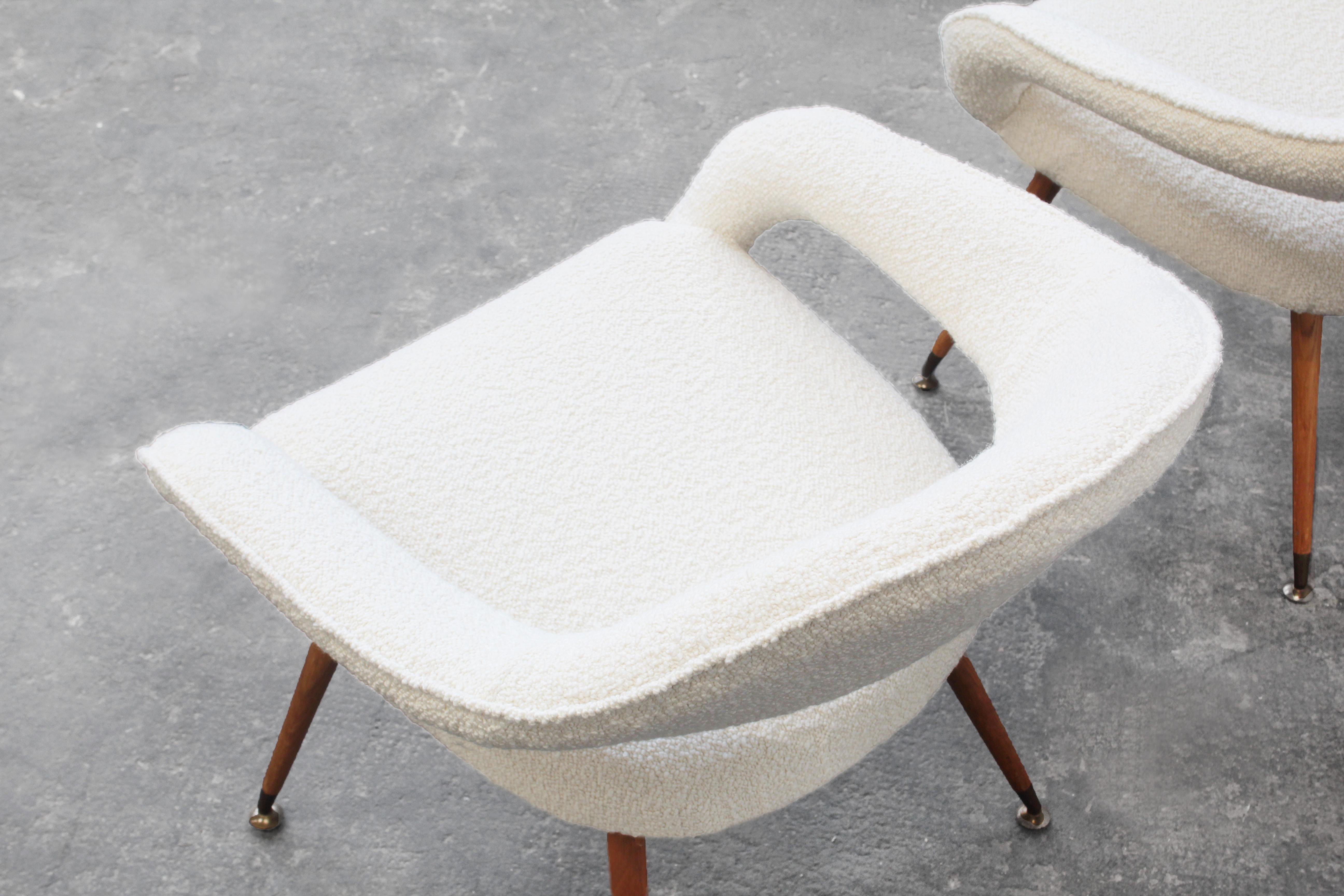 Paire de fauteuils de salon italiens rares par Gastone Rinaldi, modèle DU 55 P en vente 3