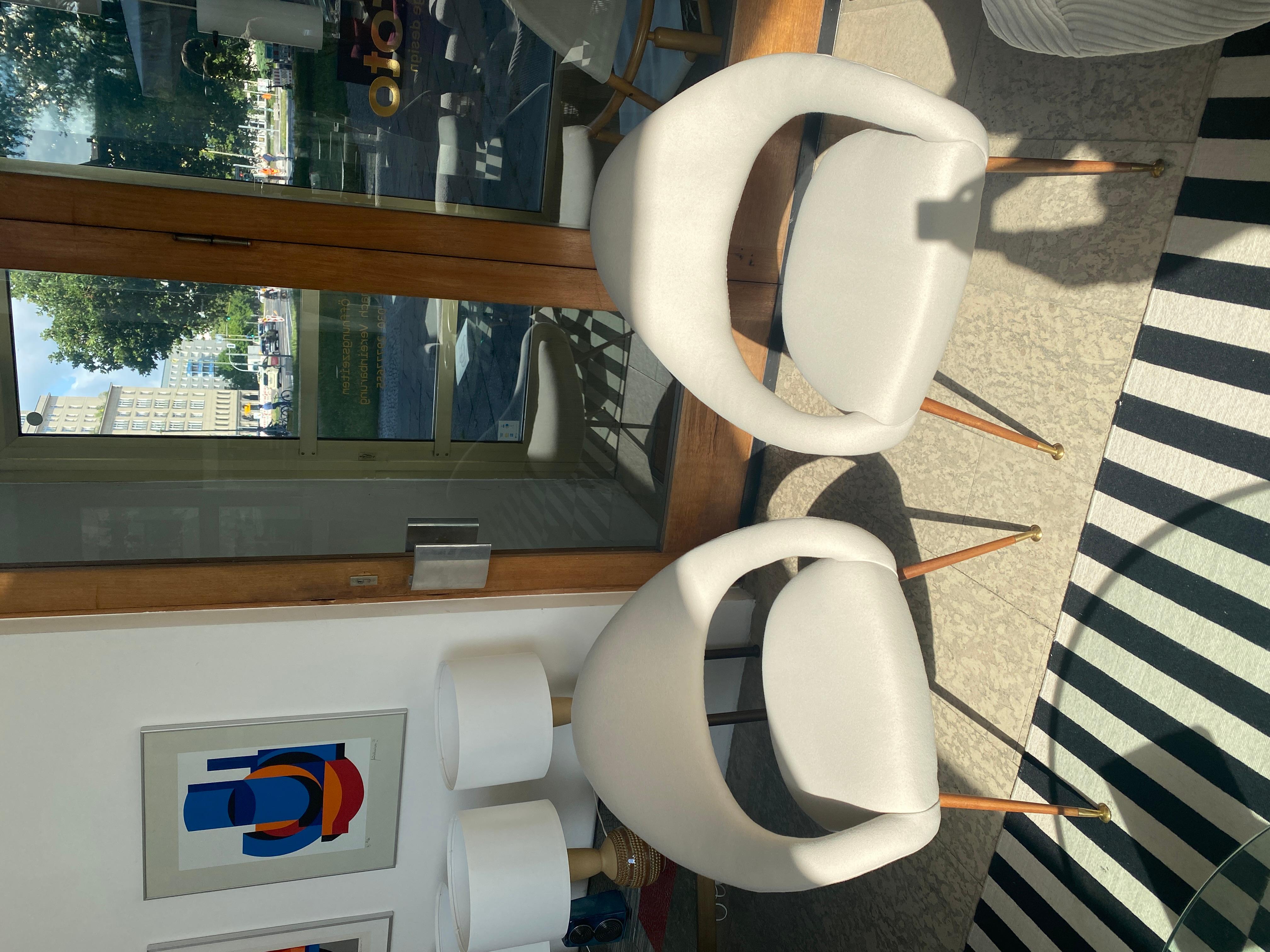 Pair of rare Italian Mid-Century Lounge Chairs Model DU 55 P by Gastone Rinaldi For Sale 8