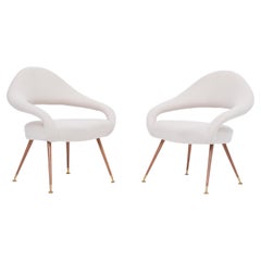 Pair of rare Italian Mid-Century Lounge Chairs Model DU 55 P by Gastone Rinaldi