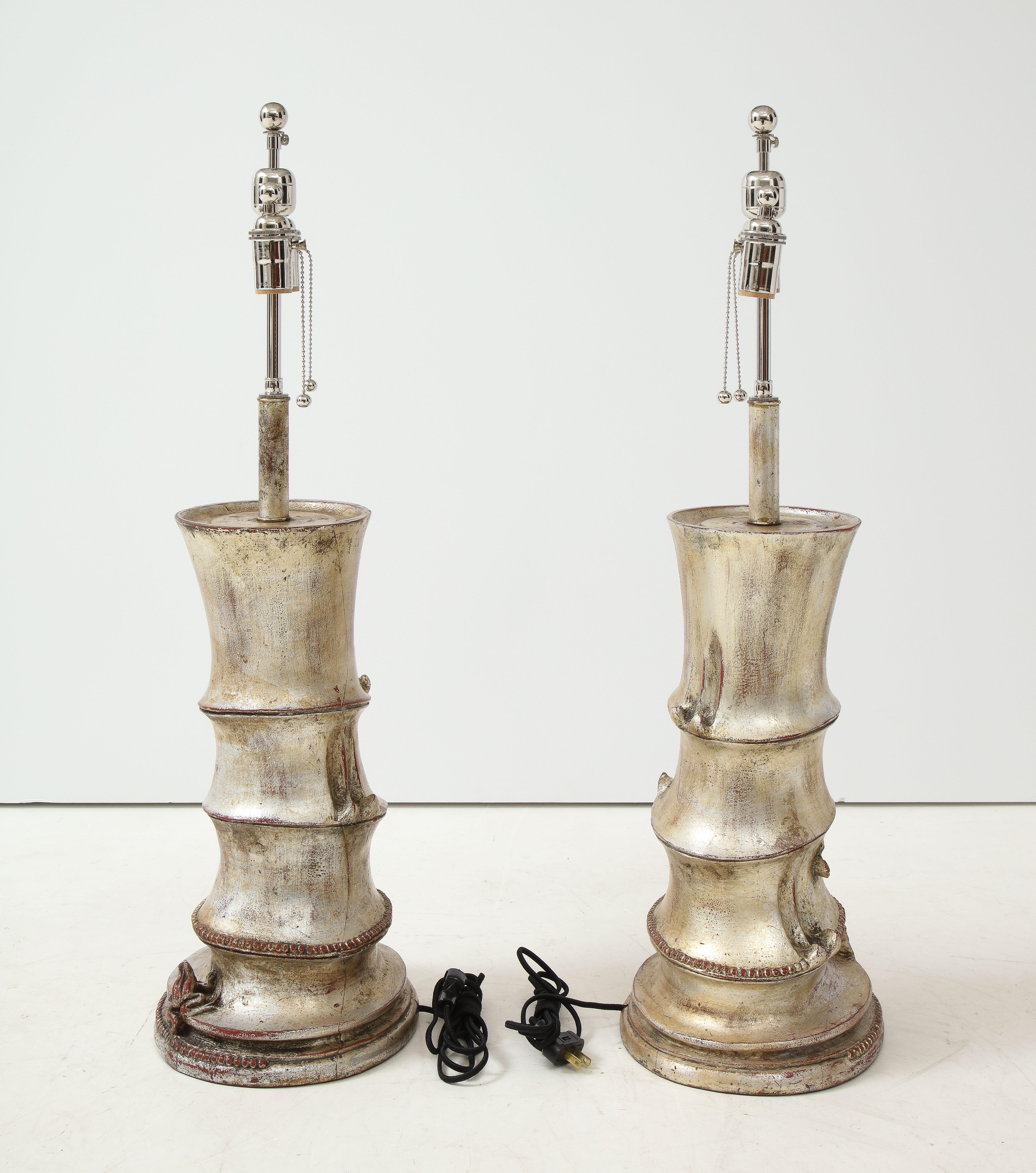Pair of Rare James Mont Bamboo Lamps For Sale 5