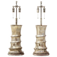Pair of Rare James Mont Bamboo Lamps