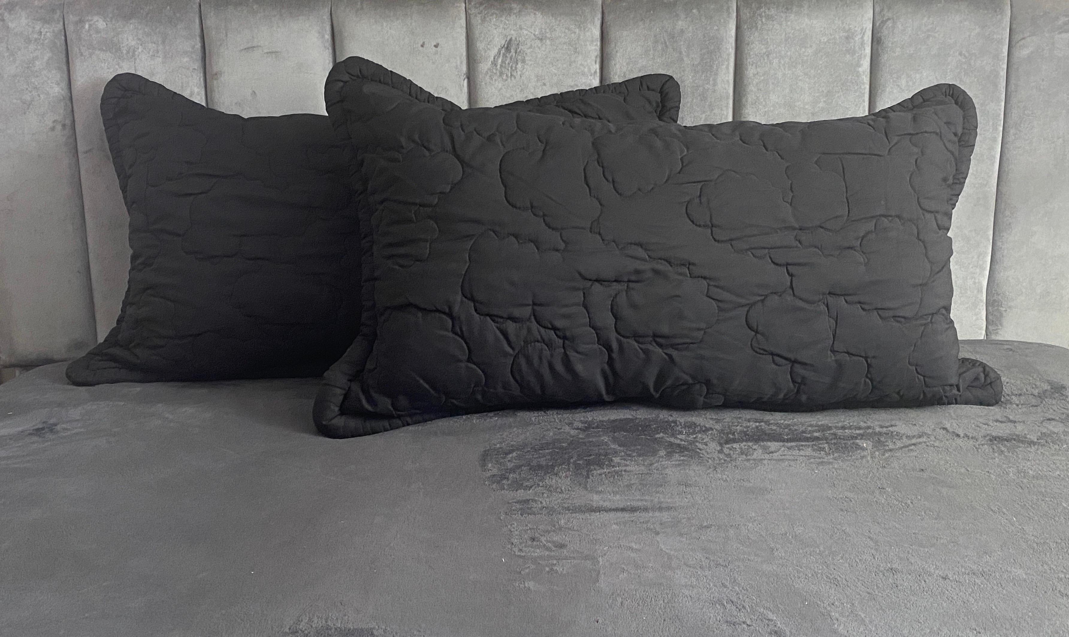Modern Pair of Rare Jay Spectre Black Abstract Quilted King Pillow Shams for Century
