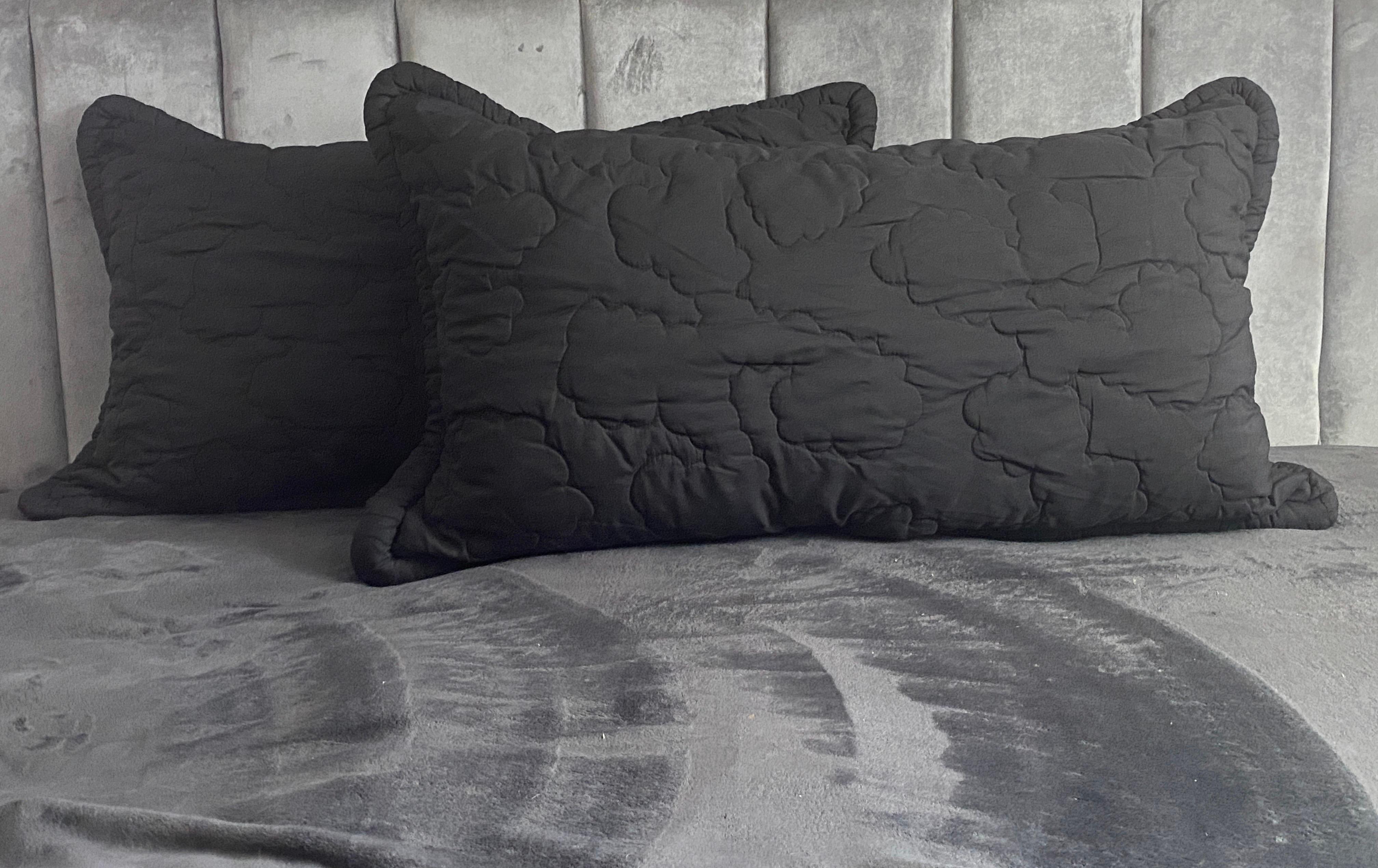 Late 20th Century Pair of Rare Jay Spectre Black Abstract Quilted King Pillow Shams for Century
