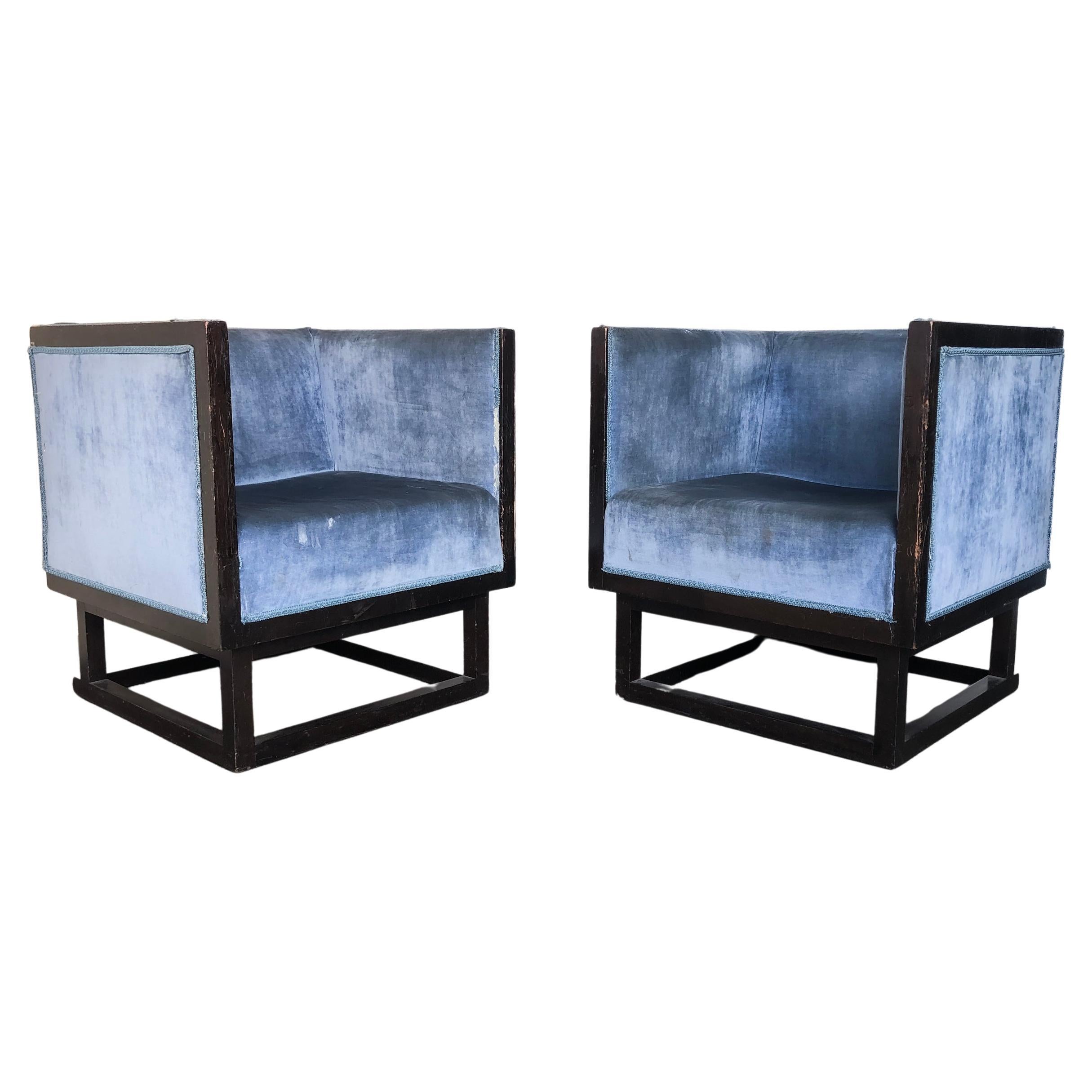 Pair of Rare Josef Hoffmann Cabinet Chairs by Wittmann Austria 1903 For Sale