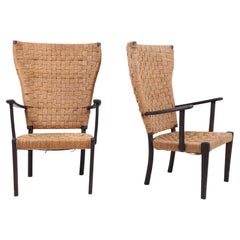 Pair of Rare Lounge Chairs by Fritz Hansen, Made in Denmark, 1940s