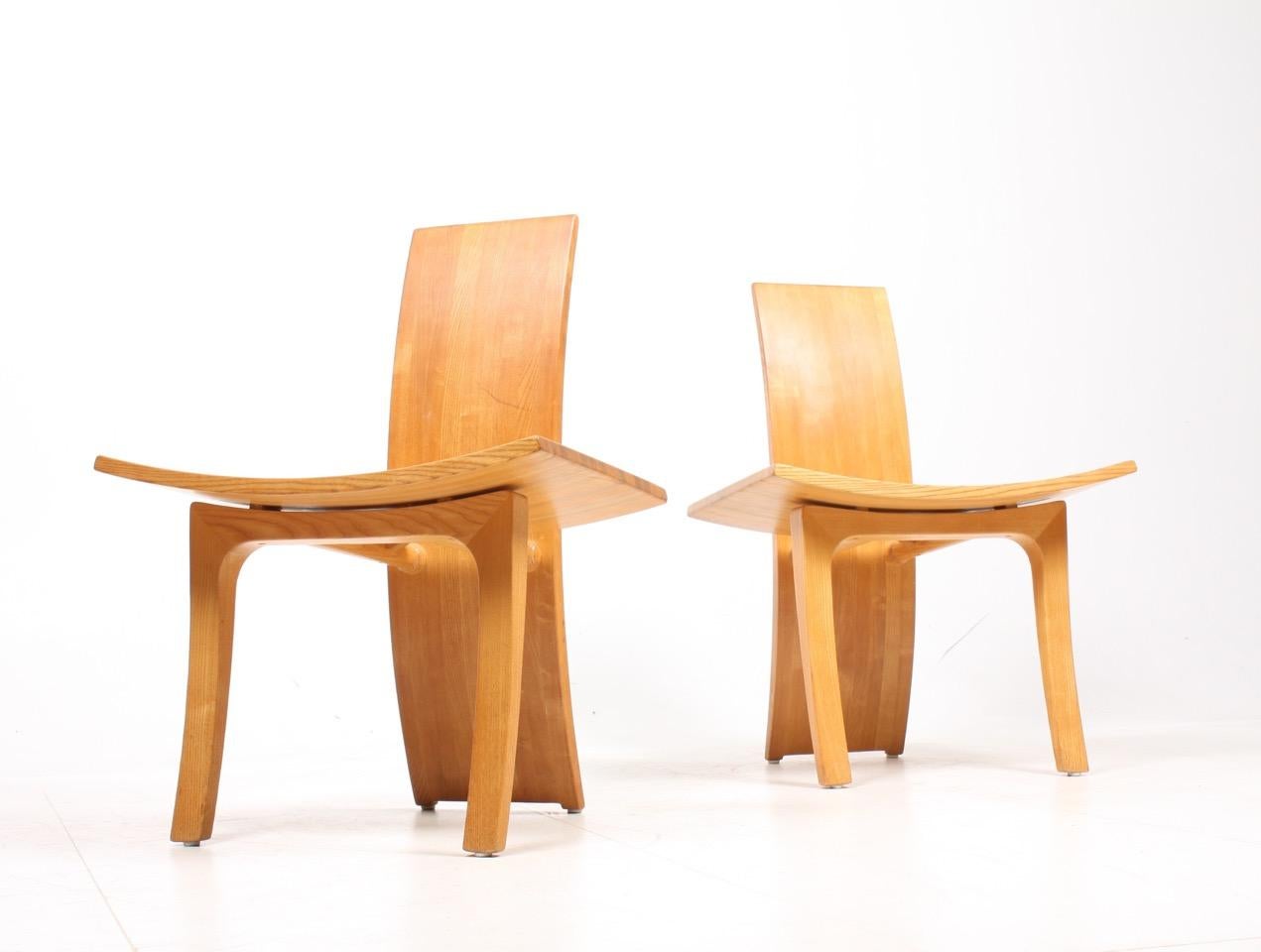 Pair of lounge chairs ashwood. Designed and made by cabinetmaker Walther Nielsen in 1960s. Made in Denmark, Great original condition.