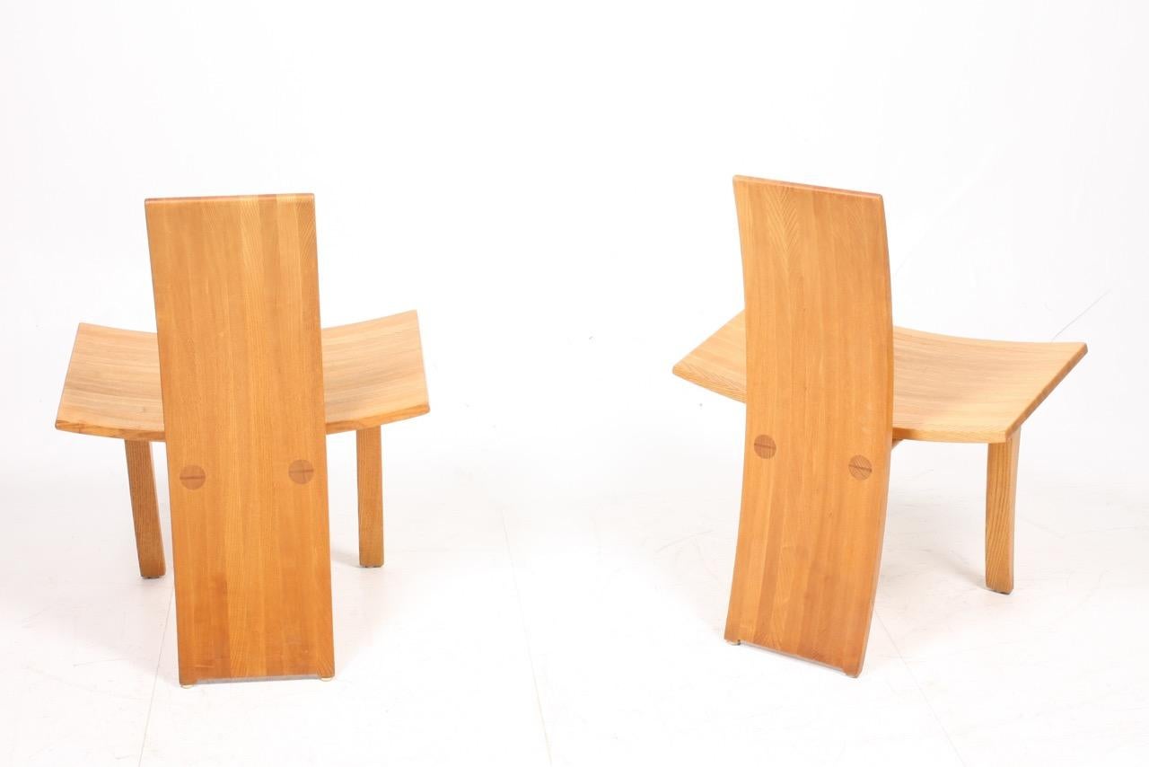 Pair of Rare Lounge Chairs in Ash Designed by Cabinetmaker Walther Nielsen, 1960 In Excellent Condition In Lejre, DK
