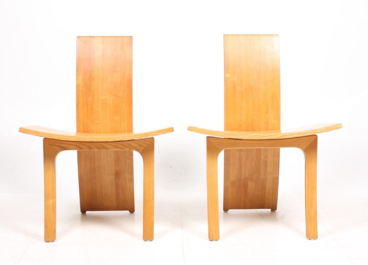 Pair of Rare Lounge Chairs in Ash Designed by Cabinetmaker Walther Nielsen, 1960 1