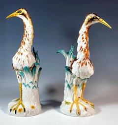 Pair Of Rare Meissen Animal Figures Birds 'Bitterns', By J.J. Kaendler, 20th C
