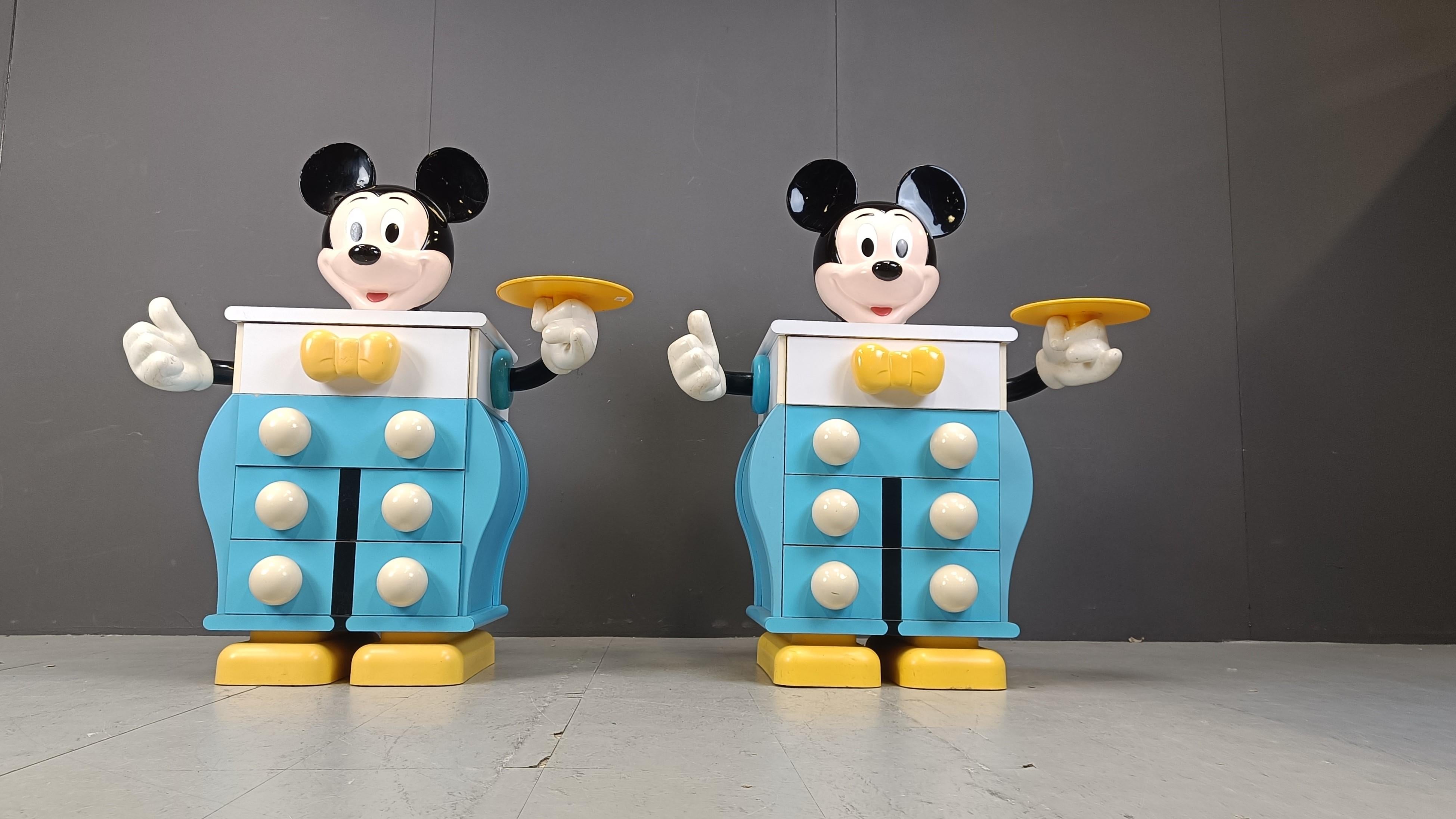 Wood Pair of rare Mickey Mouse Chest of Drawers from Starform, France, 1988 For Sale