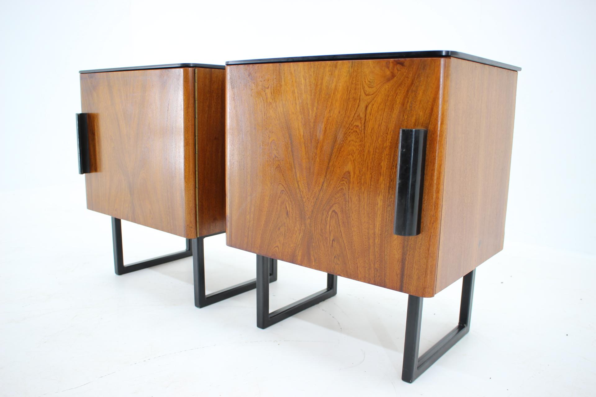 Veneer Pair of Rare Mid Century Bedside Tables, 1960s