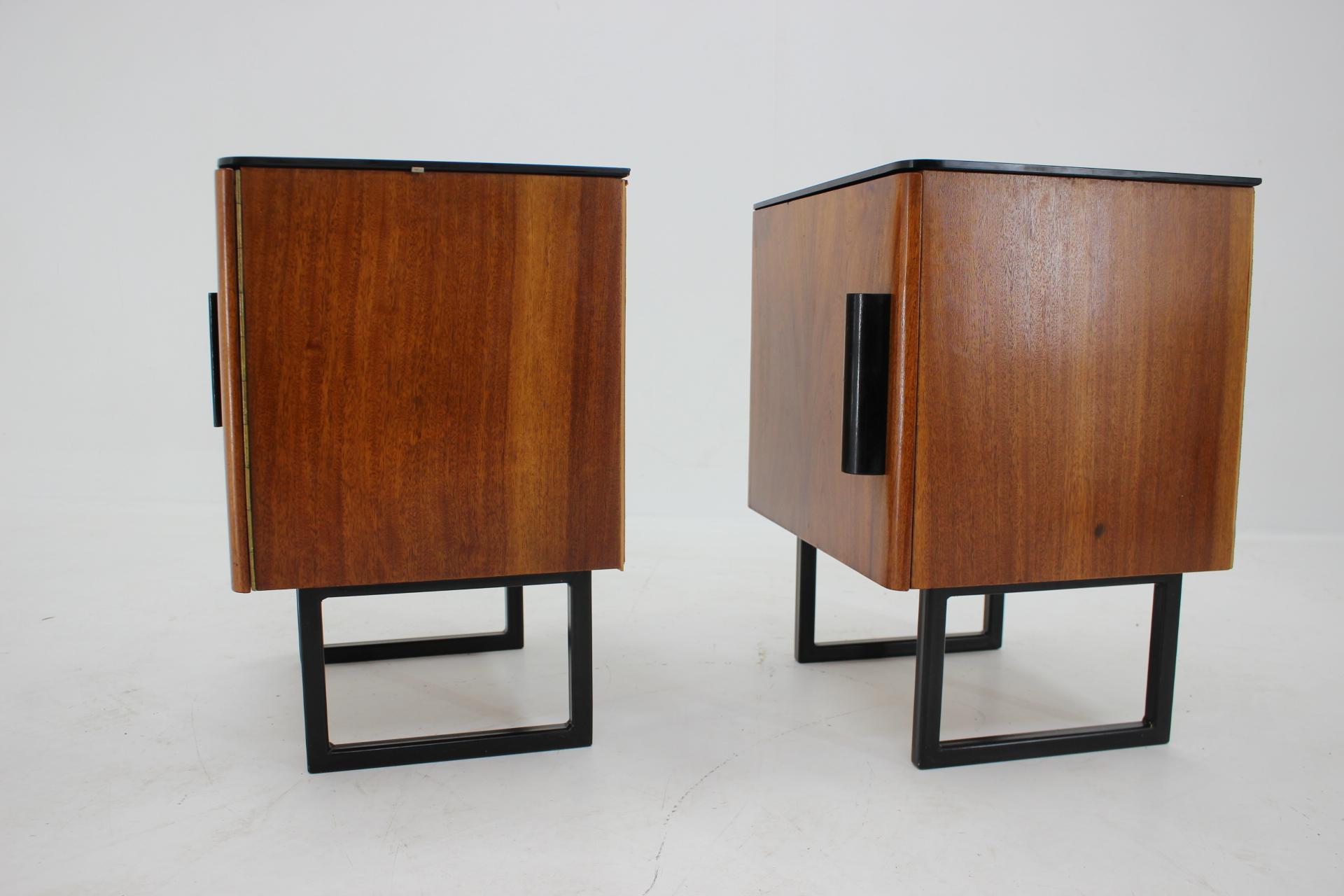 Glass Pair of Rare Mid Century Bedside Tables, 1960s