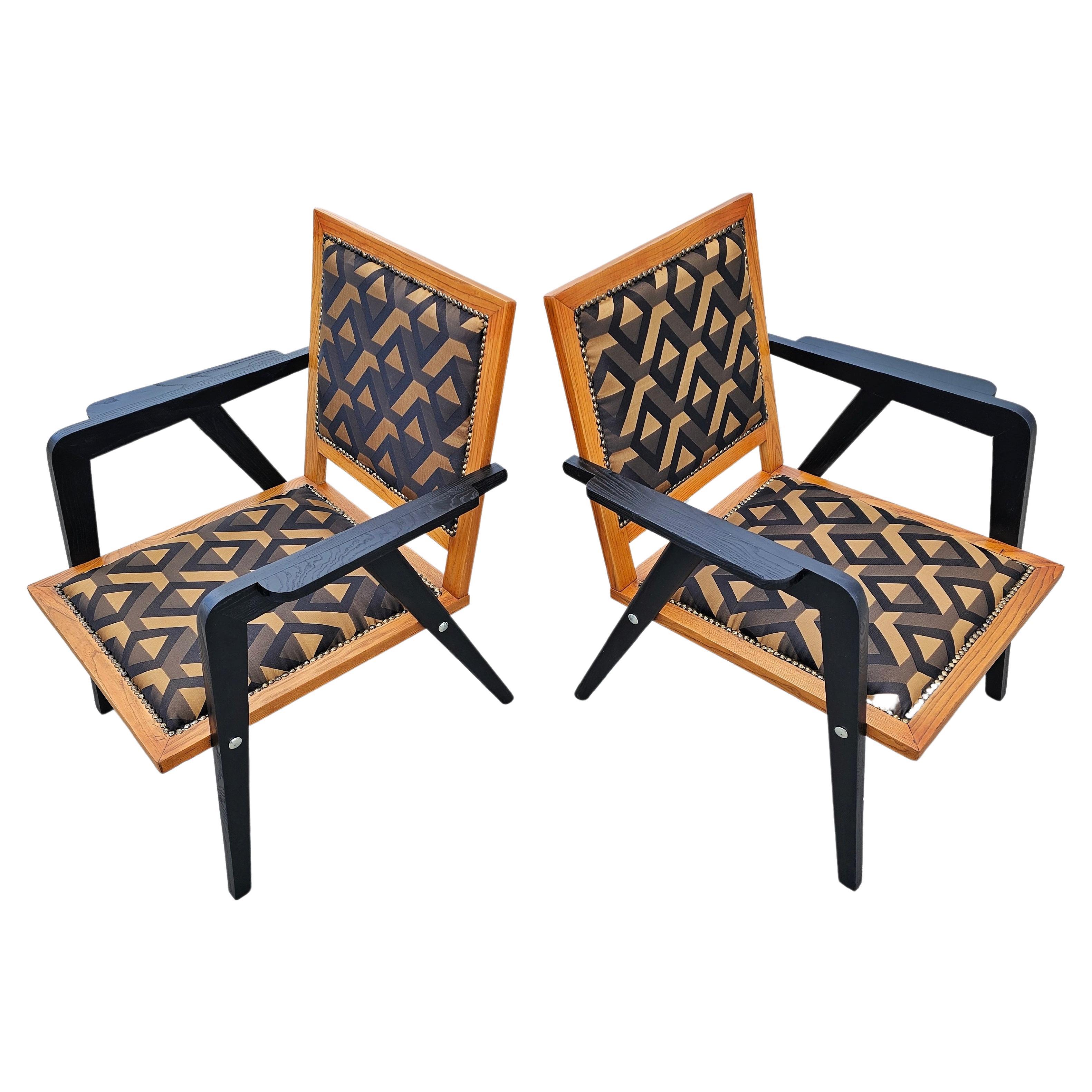 Pair of Rare Mid-Century Modern Armchairs, Fully Refurbished, Yugoslavia, 1950s For Sale