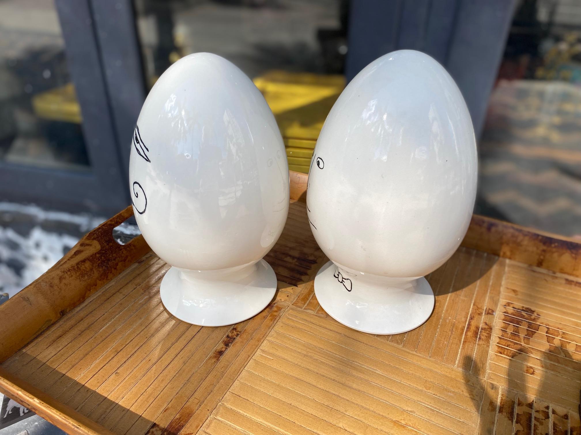 Mid-Century Modern Pair of Rare Midcentury Playboy Egghead Condom Containers For Sale