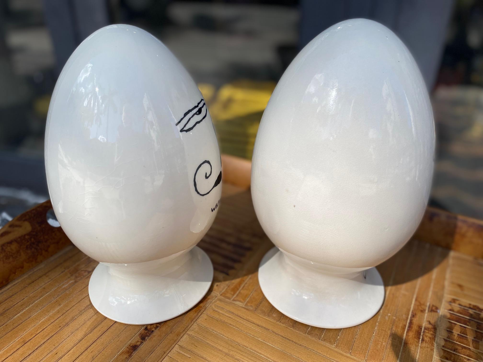 Pair of Rare Midcentury Playboy Egghead Condom Containers In Good Condition For Sale In Sarasota, FL