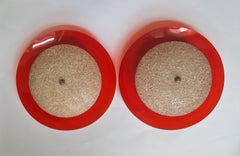 Pair of Rare Mid Century Red Wall or Ceiling Lamps, Germany, 1970s