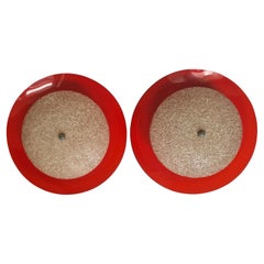 Pair of Rare Mid Century Red Wall or Ceiling Lamps, Germany, 1970s
