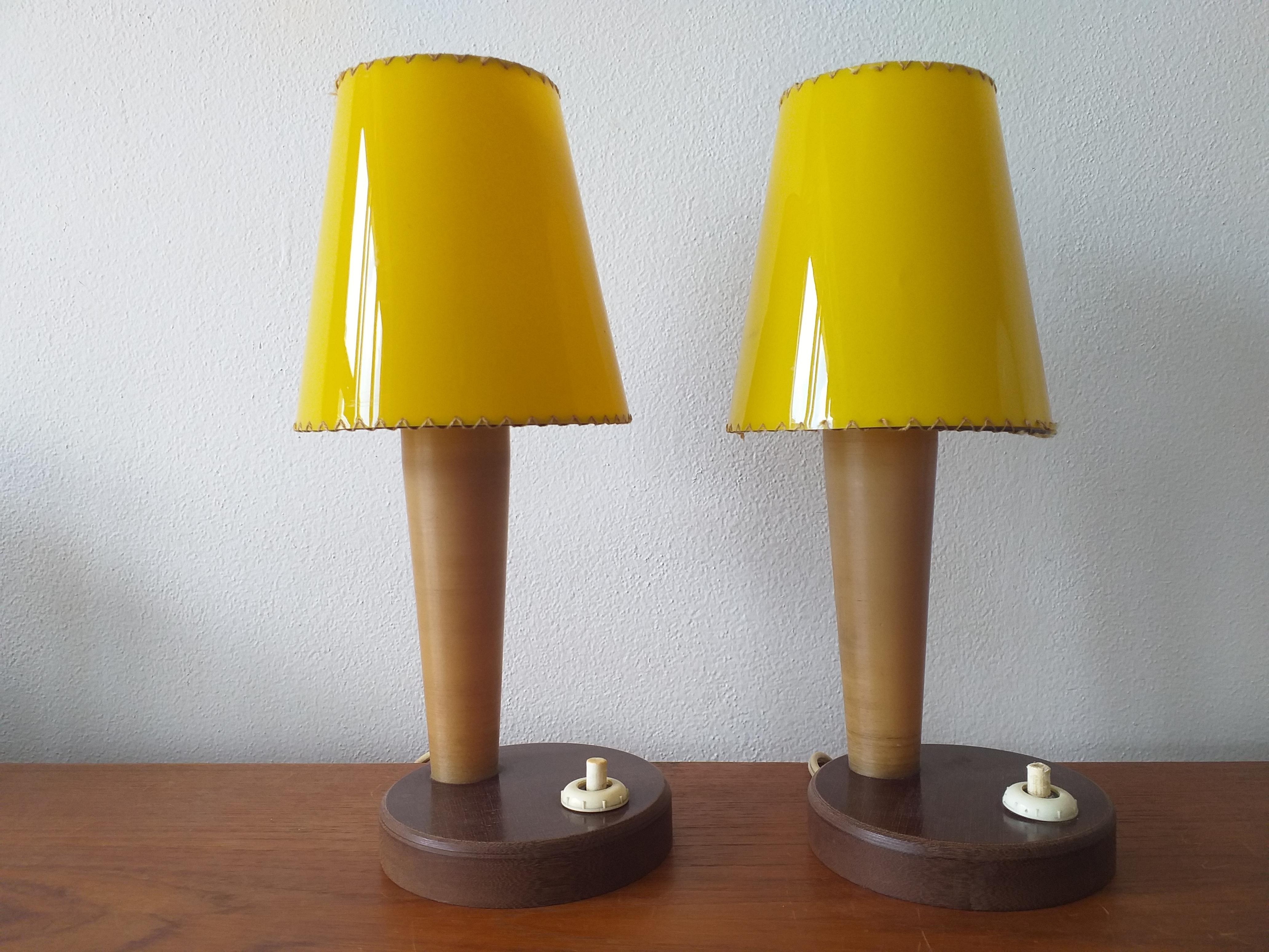 Czech Pair of Rare Midcentury Table Lamps, 1950 For Sale
