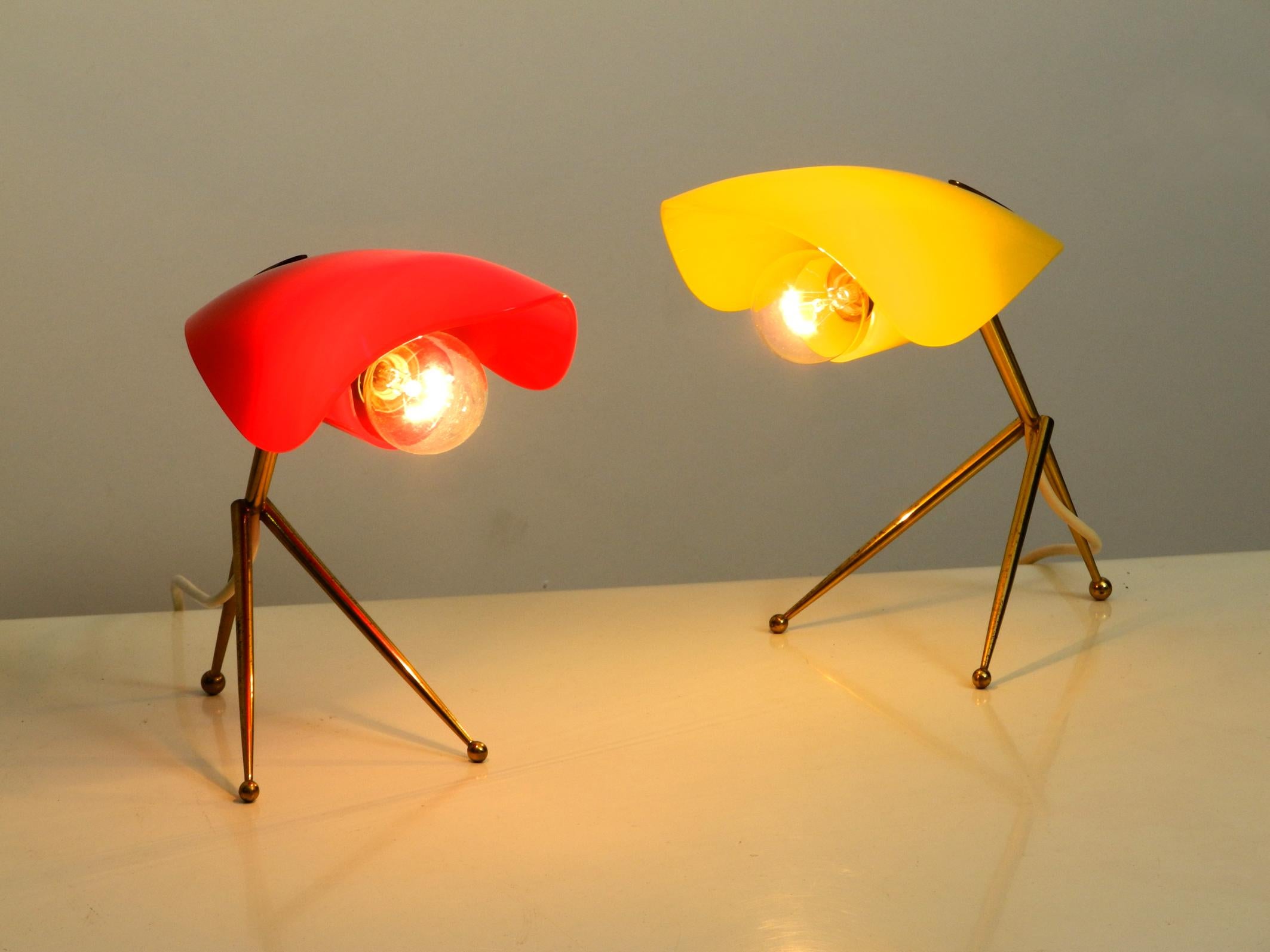 Pair of Rare Midcentury Table Lamps by WKR Germany with Plexiglass Lampshades For Sale 4