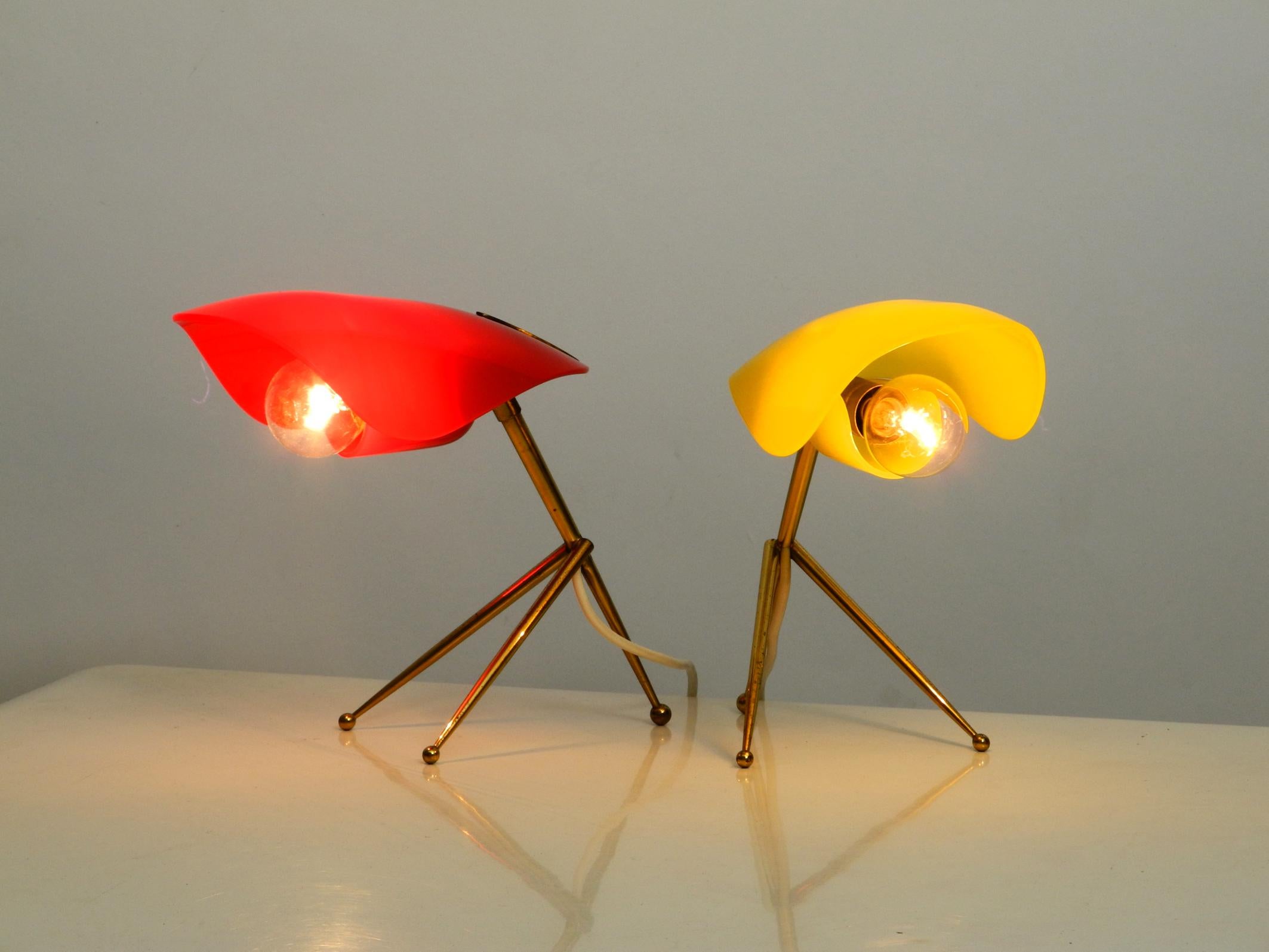 Pair of Rare Midcentury Table Lamps by WKR Germany with Plexiglass Lampshades For Sale 7