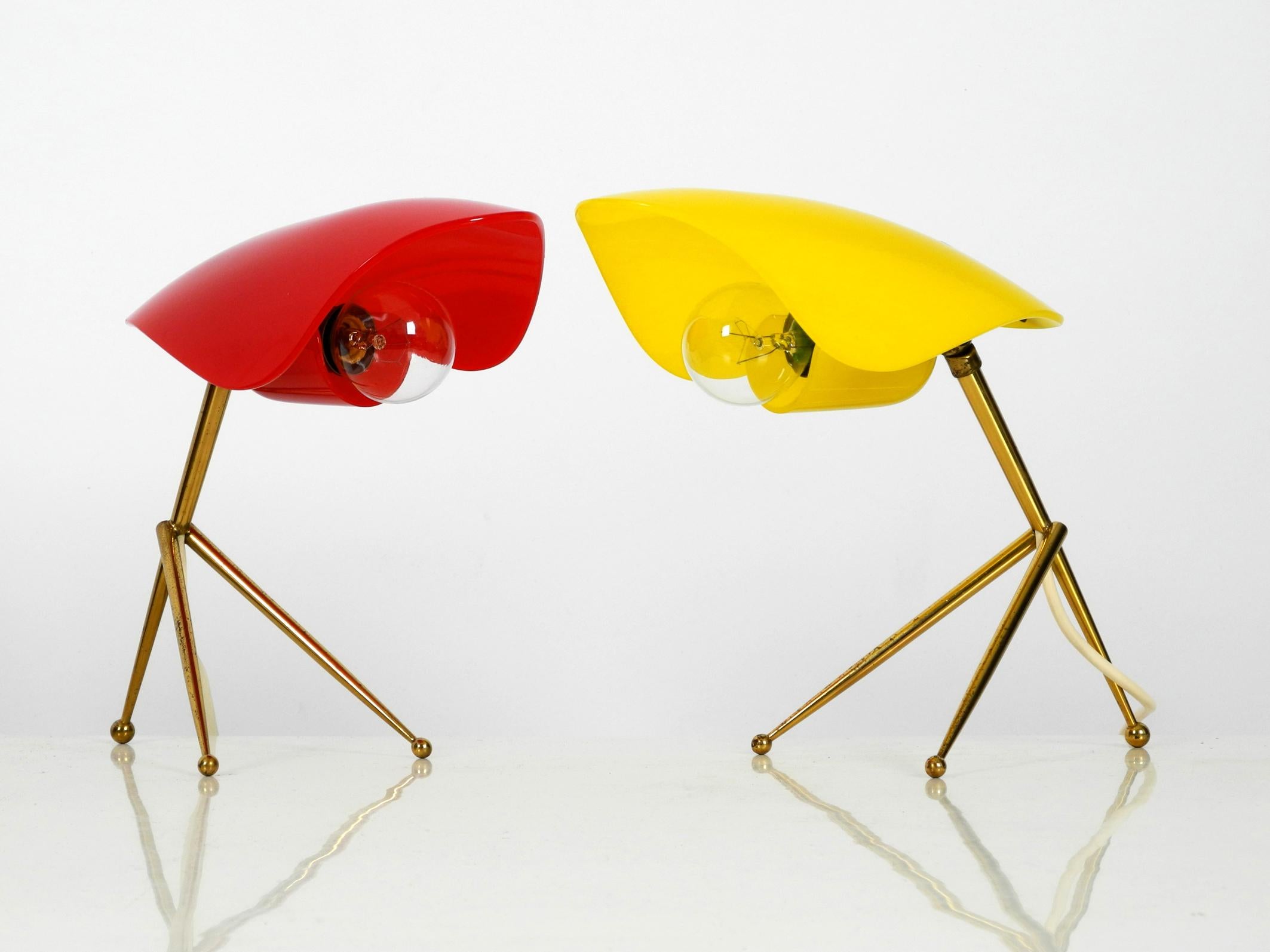 Pair of Rare Midcentury Table Lamps by WKR Germany with Plexiglass Lampshades For Sale 9