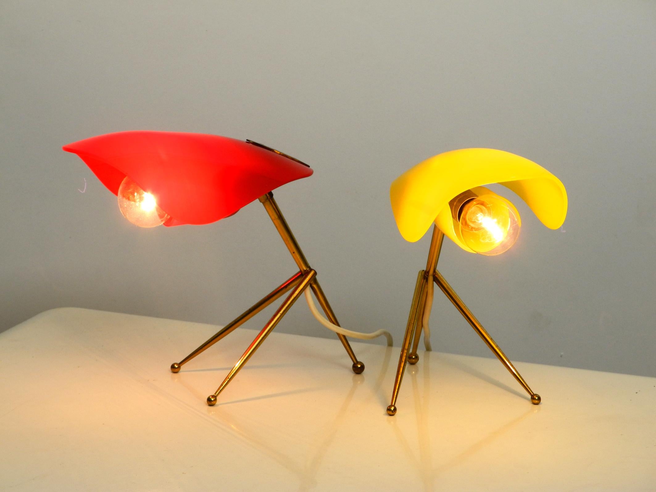 Pair of Rare Midcentury Table Lamps by WKR Germany with Plexiglass Lampshades For Sale 3