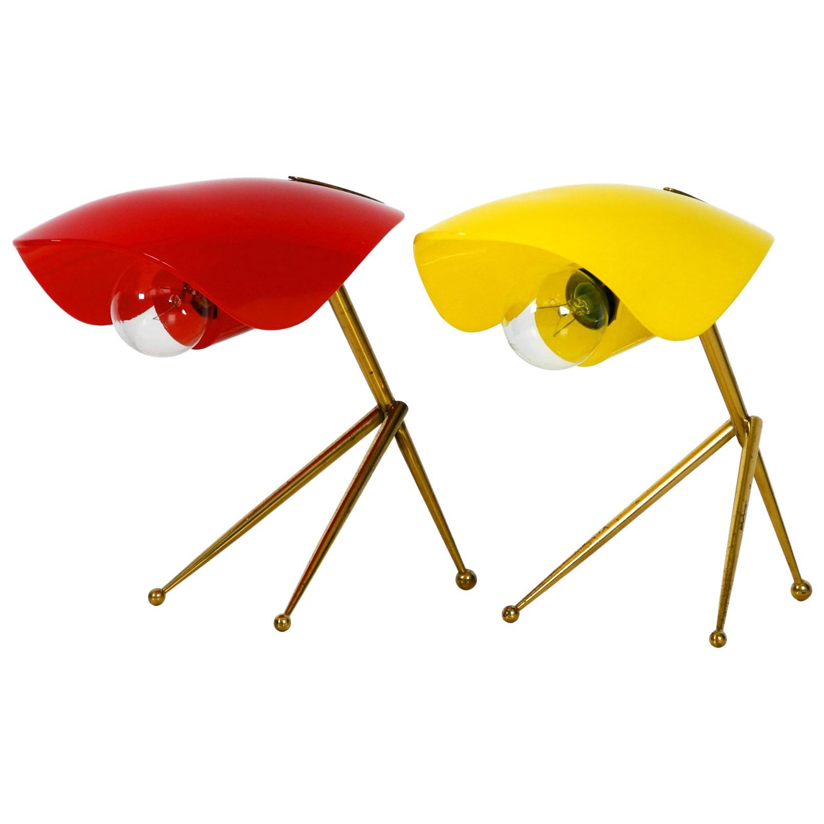 Pair of Rare Midcentury Table Lamps by WKR Germany with Plexiglass Lampshades For Sale