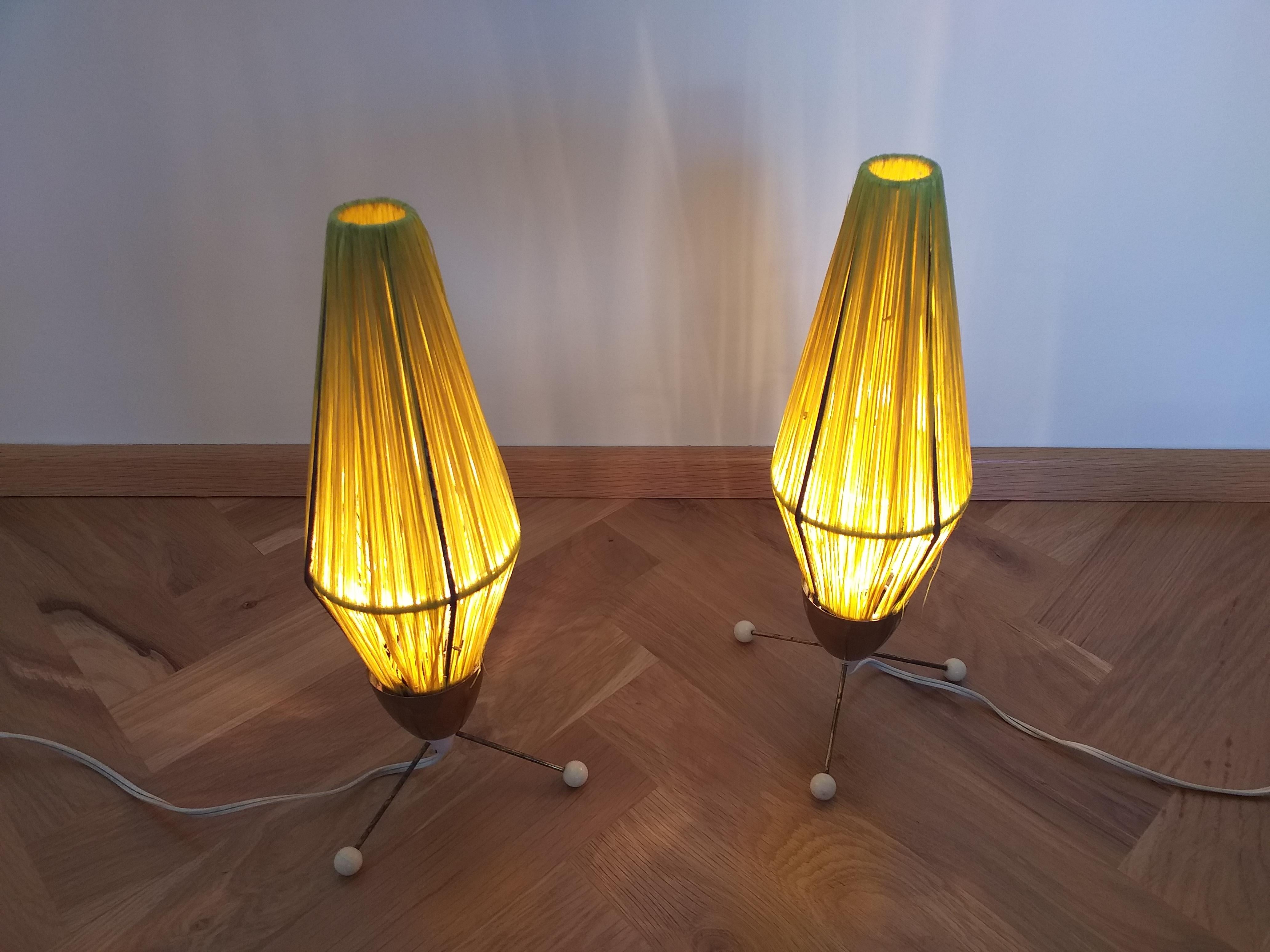 Mid-Century Modern Pair of Rare Midcentury Table Lamps Rocket, 1960s For Sale