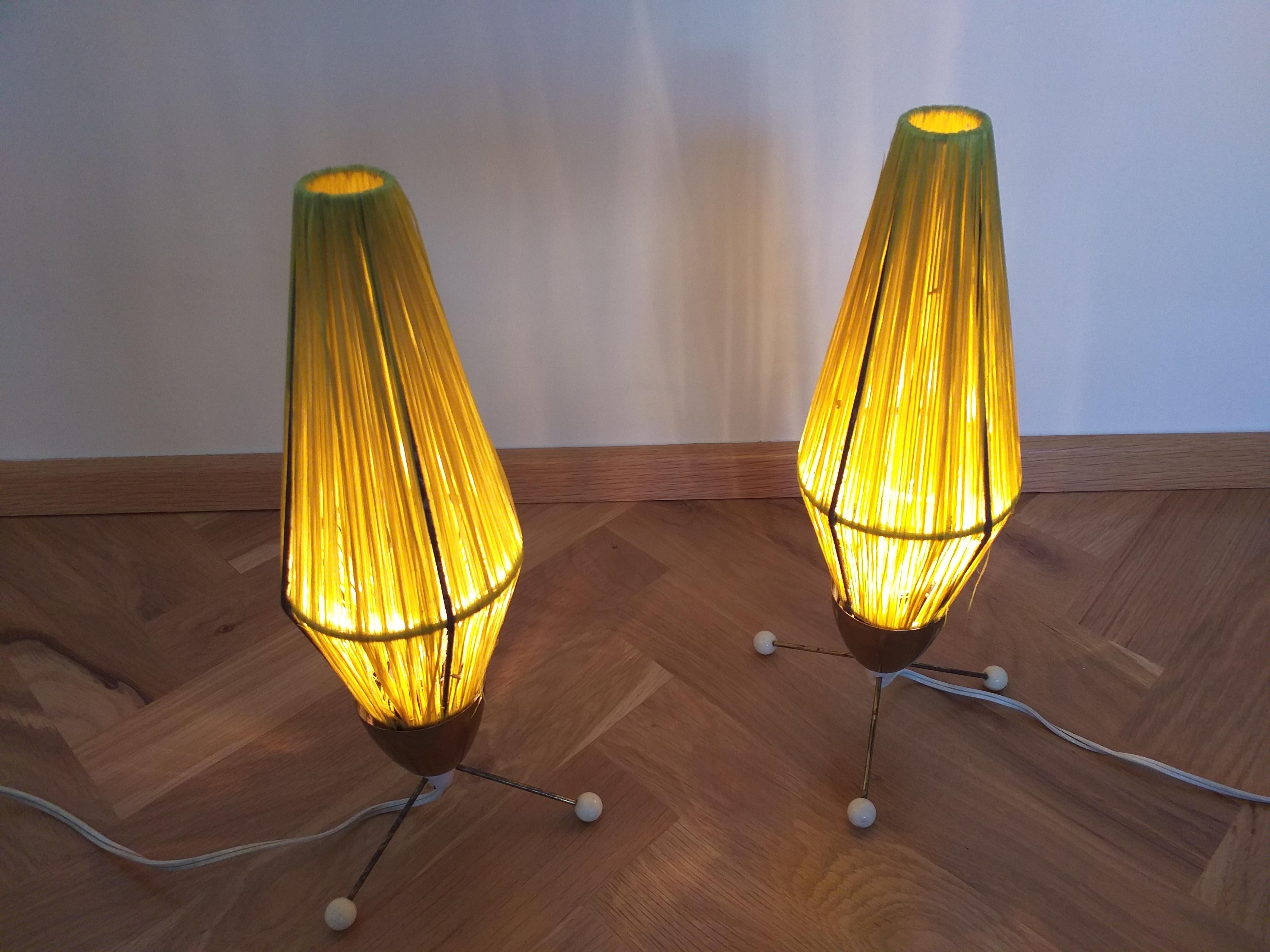 Pair of Rare Midcentury Table Lamps Rocket, 1960s In Good Condition For Sale In Praha, CZ