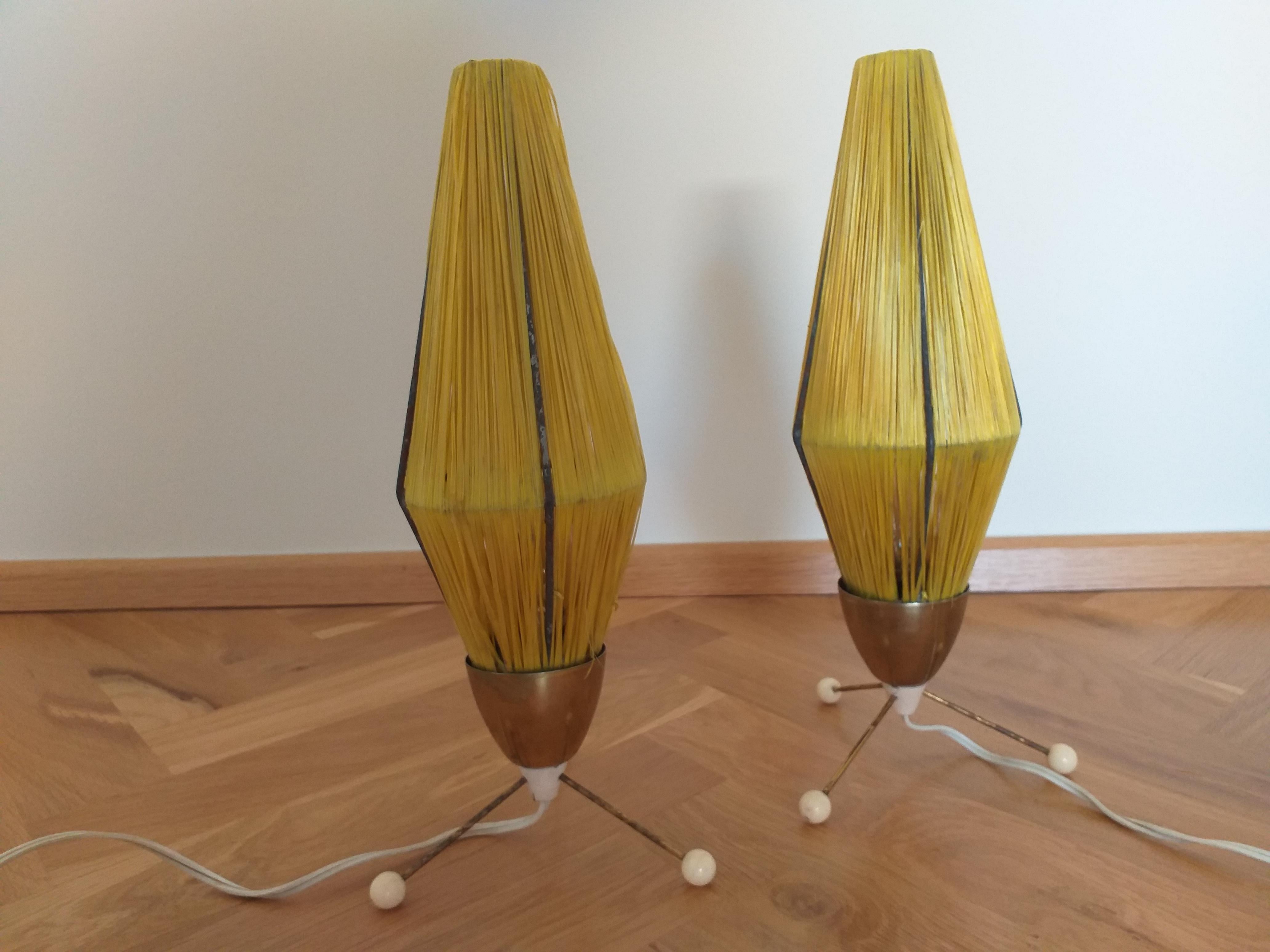 Metal Pair of Rare Midcentury Table Lamps Rocket, 1960s For Sale