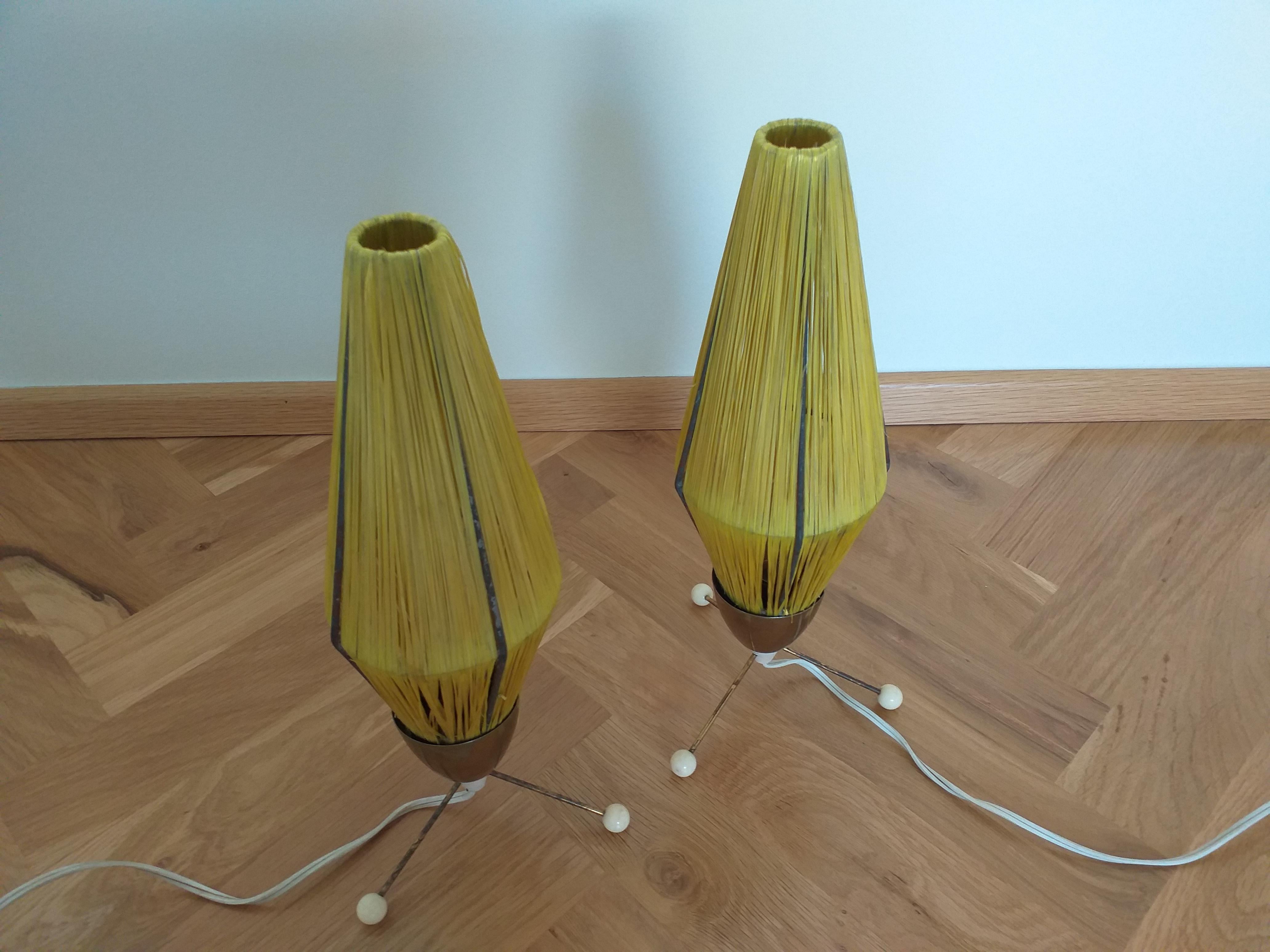 Pair of Rare Midcentury Table Lamps Rocket, 1960s For Sale 2